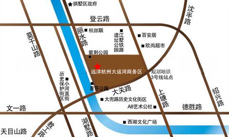 远洋杭州大运河商务区交通图-小柯网