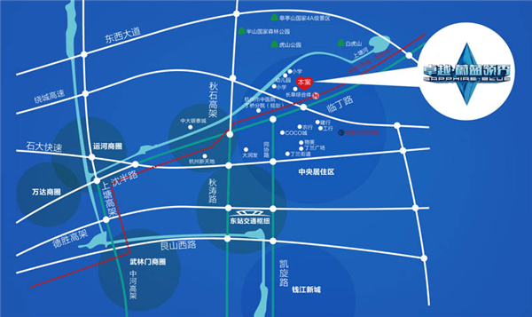 卓越蔚蓝领秀交通图-小柯网