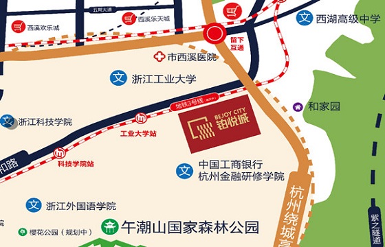 杭州铂悦城交通图-小柯网