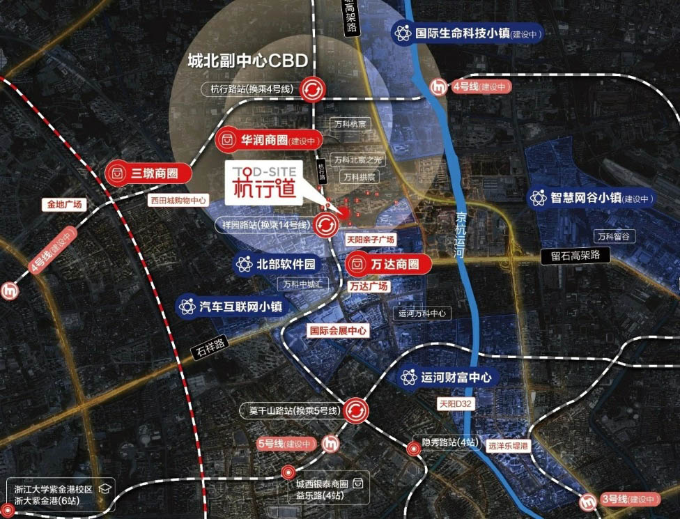 杭州地铁万科杭行道交通图-小柯网