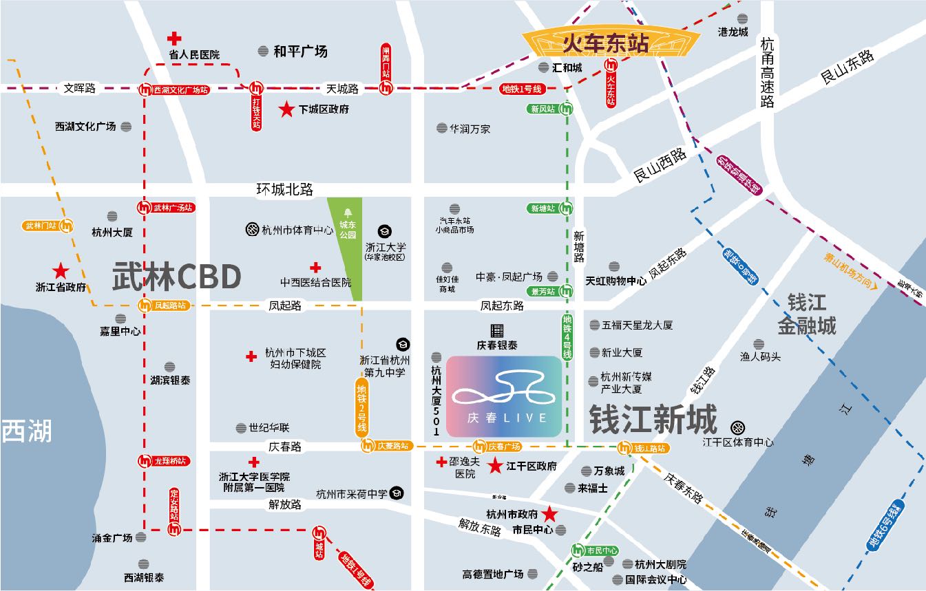 钱江新城庆春广场交通图-小柯网