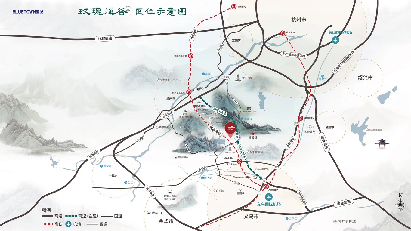 浦江蓝城玫瑰溪谷交通图-小柯网