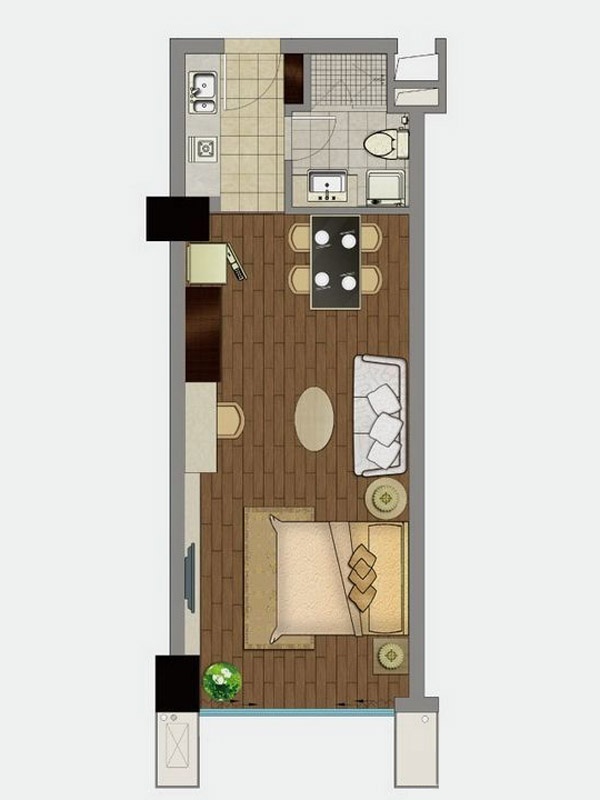 宋都.阳光国际户型,A户型1室1厅1卫1厨