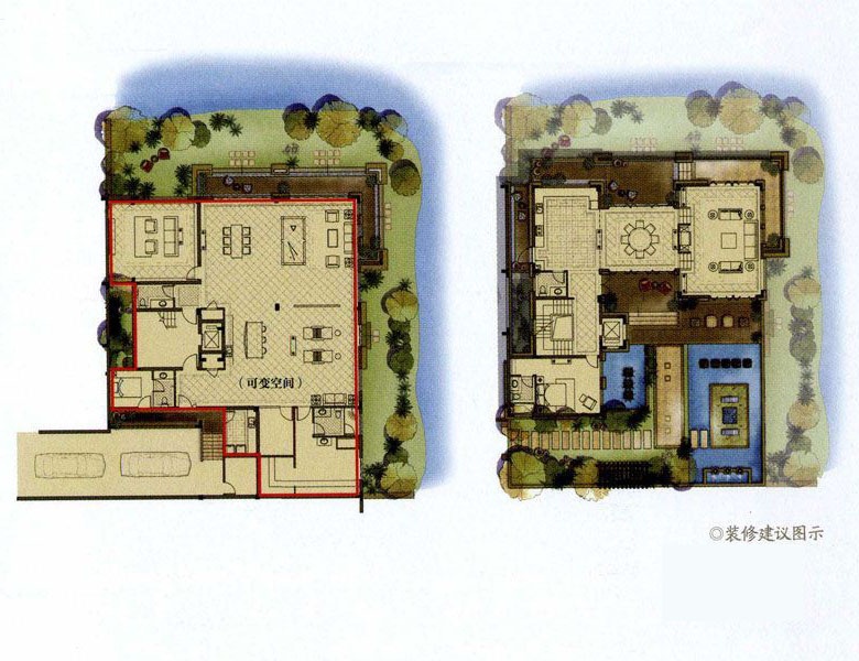 莱蒙.水榭山户型,B户型地下层一层5室6厅9卫1厨