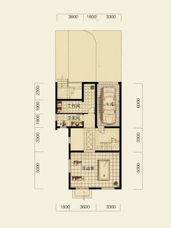 湖光山社户型,排屋TH4户型地下一层5室2厅4卫1厨 