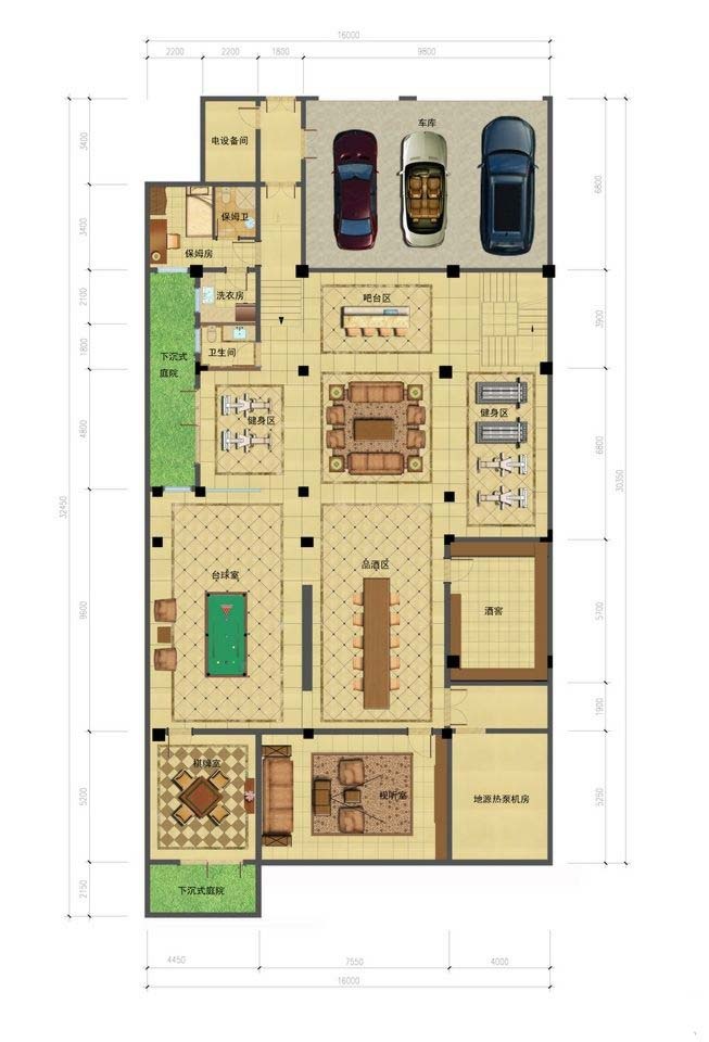 时代滨江悦户型,北区法式合院A2户型地下层