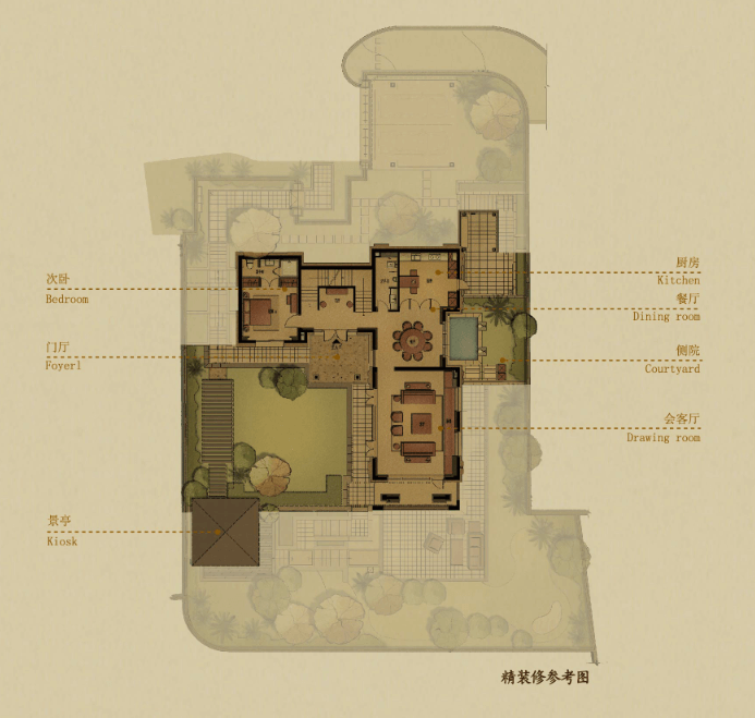 万科公望C户型一层户型图户型图