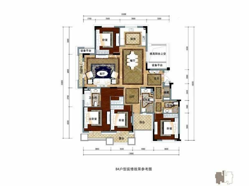 华盛达阅城户型,B4户型 4室2厅3卫 