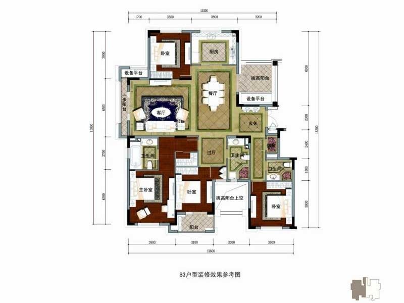 华盛达阅城户型,B3户型 4室2厅3卫