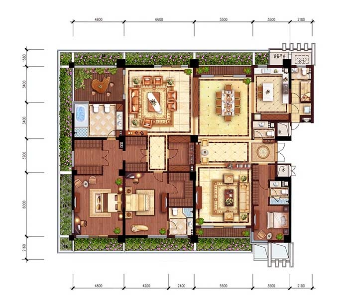 绿城.栖云户型,C1户型436方5室2厅5卫1厨