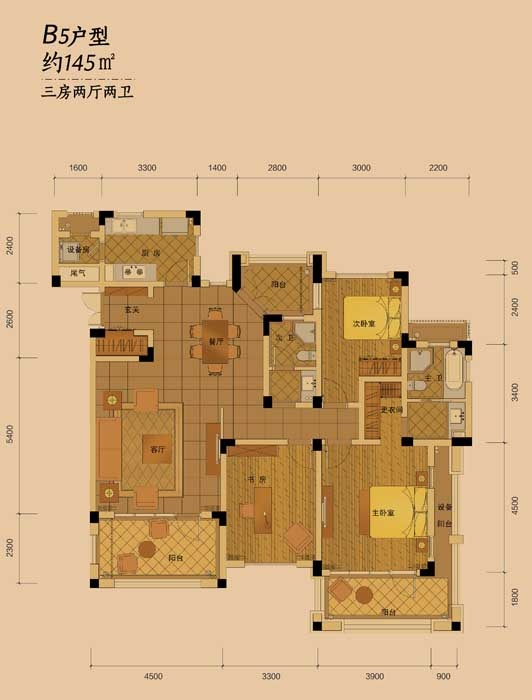 长城逸府户型,B5三房两厅两卫