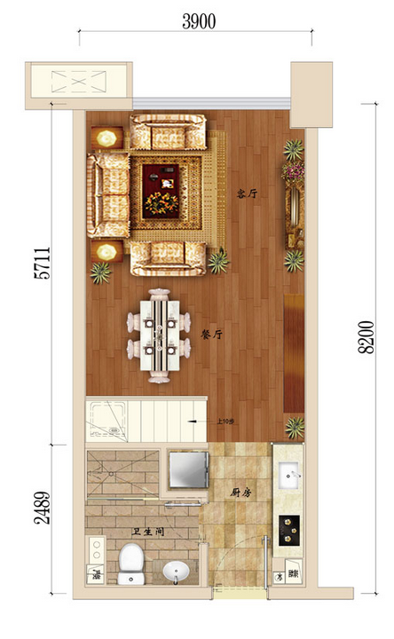 金地oopcity户型,A1户型一层平立面图