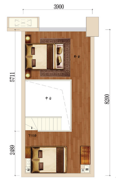 金地oopcity户型,A1户型夹层平立面图