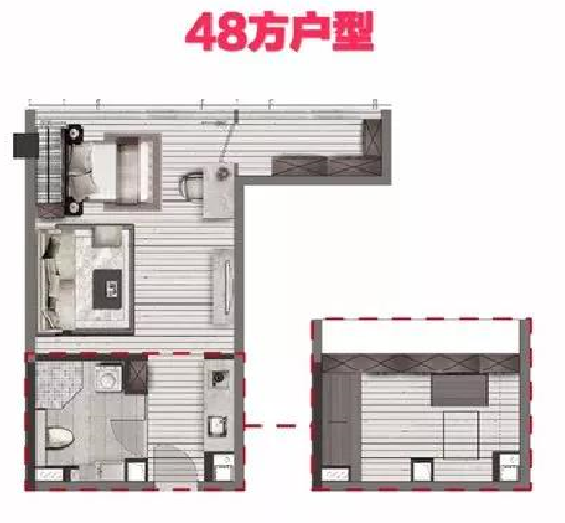 世茂天玑2室1厅1卫户型图