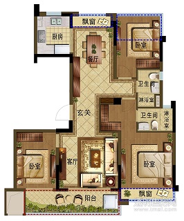 碧桂园越溪府户型,121户型