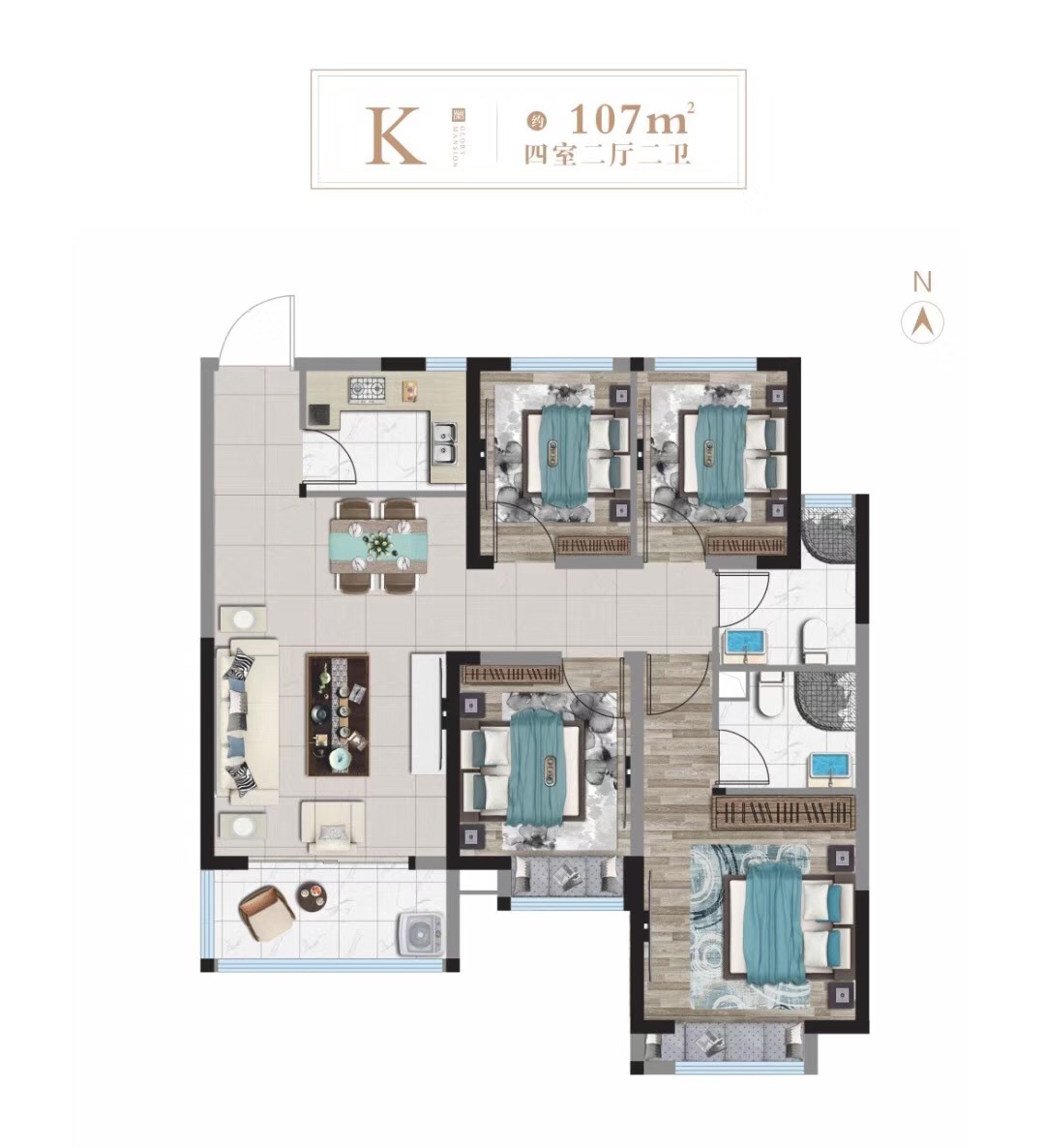 滨湖荣盛华府户型,K户型