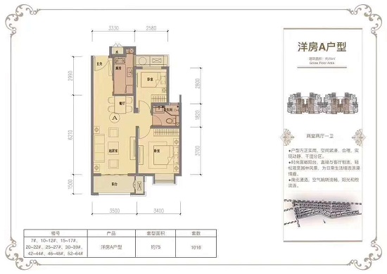 绿地长岛洋房A户型户型图