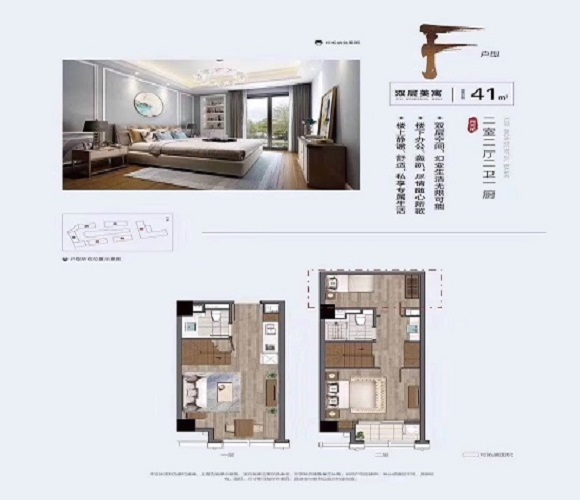 西溪美岸商铺二室二厅二卫一厨户型图