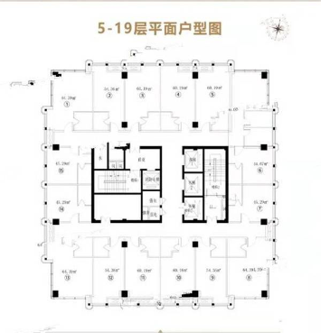 滨江花园户型,5-19层平面户型图