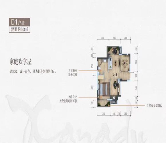 绿地无舍青城户型,D1户型