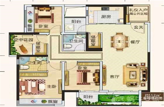 博雅滨江户型,112方户型