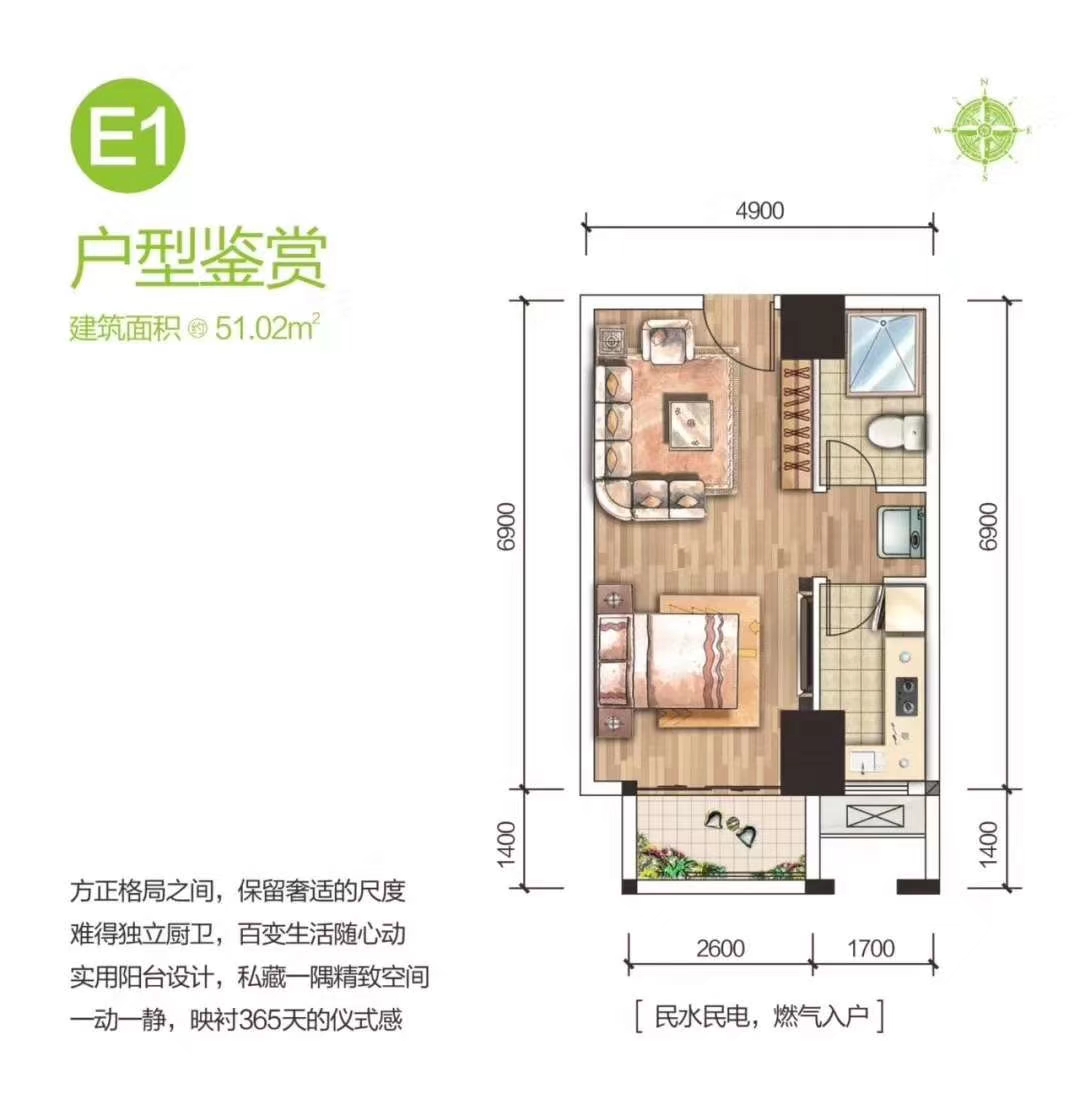 果遇微住宅户型,E1