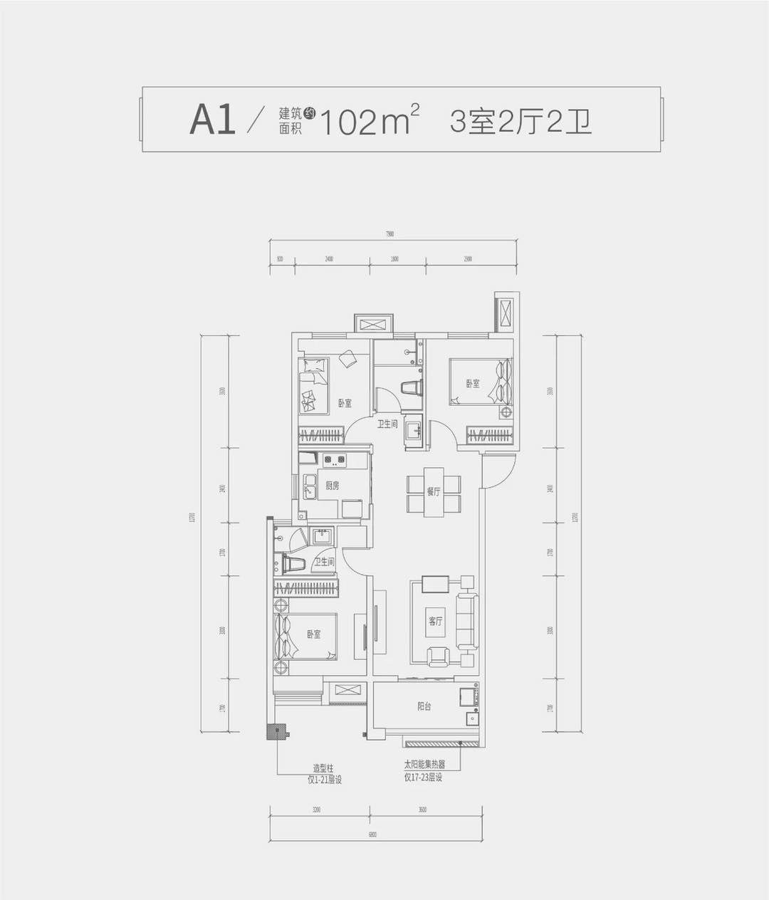 北辰金地漾时代户型,A1户型