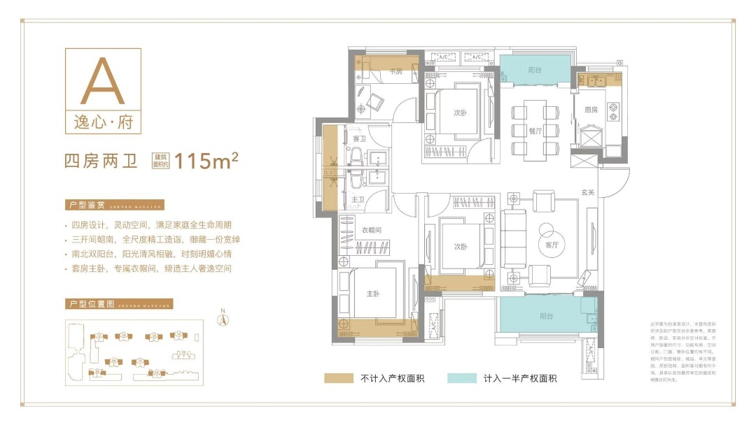 盘龙正荣府户型,建面115平米户型