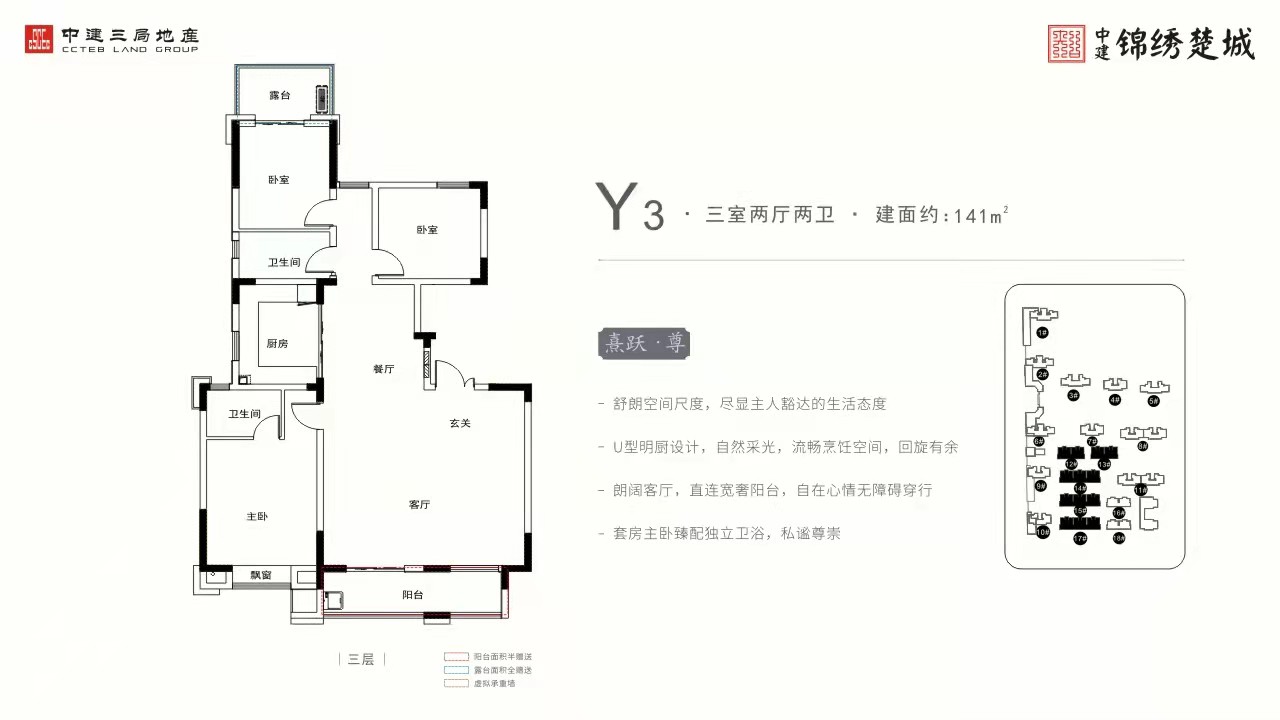 中建锦绣楚城户型,Y3户型