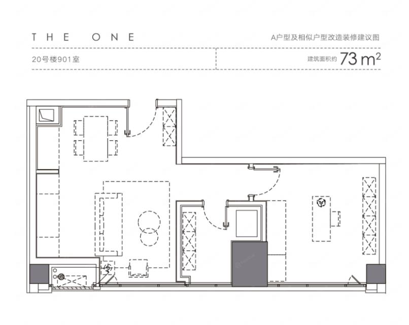 融创政务壹号户型,73平户型