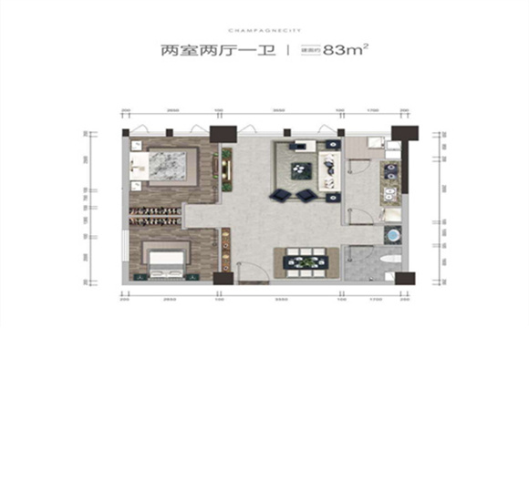 金泉香槟城户型,A户型