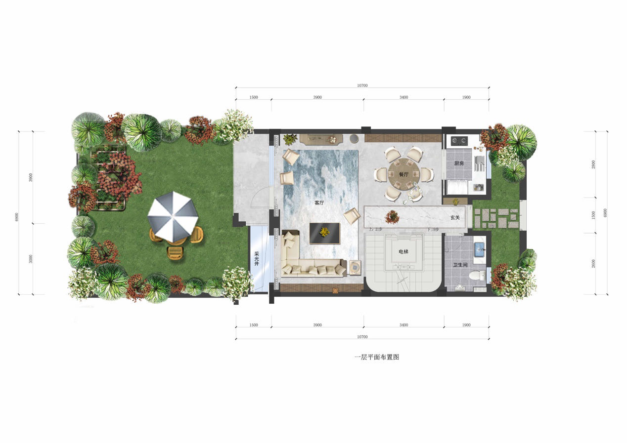 荣上青云府一层带花园户型图