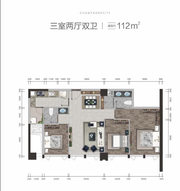 金泉香槟城户型,112平户型