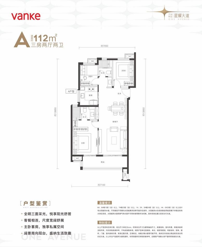 万科华生星耀大道户型,A户型