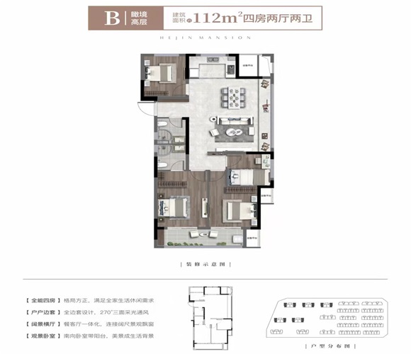 正黄和锦府户型,高层