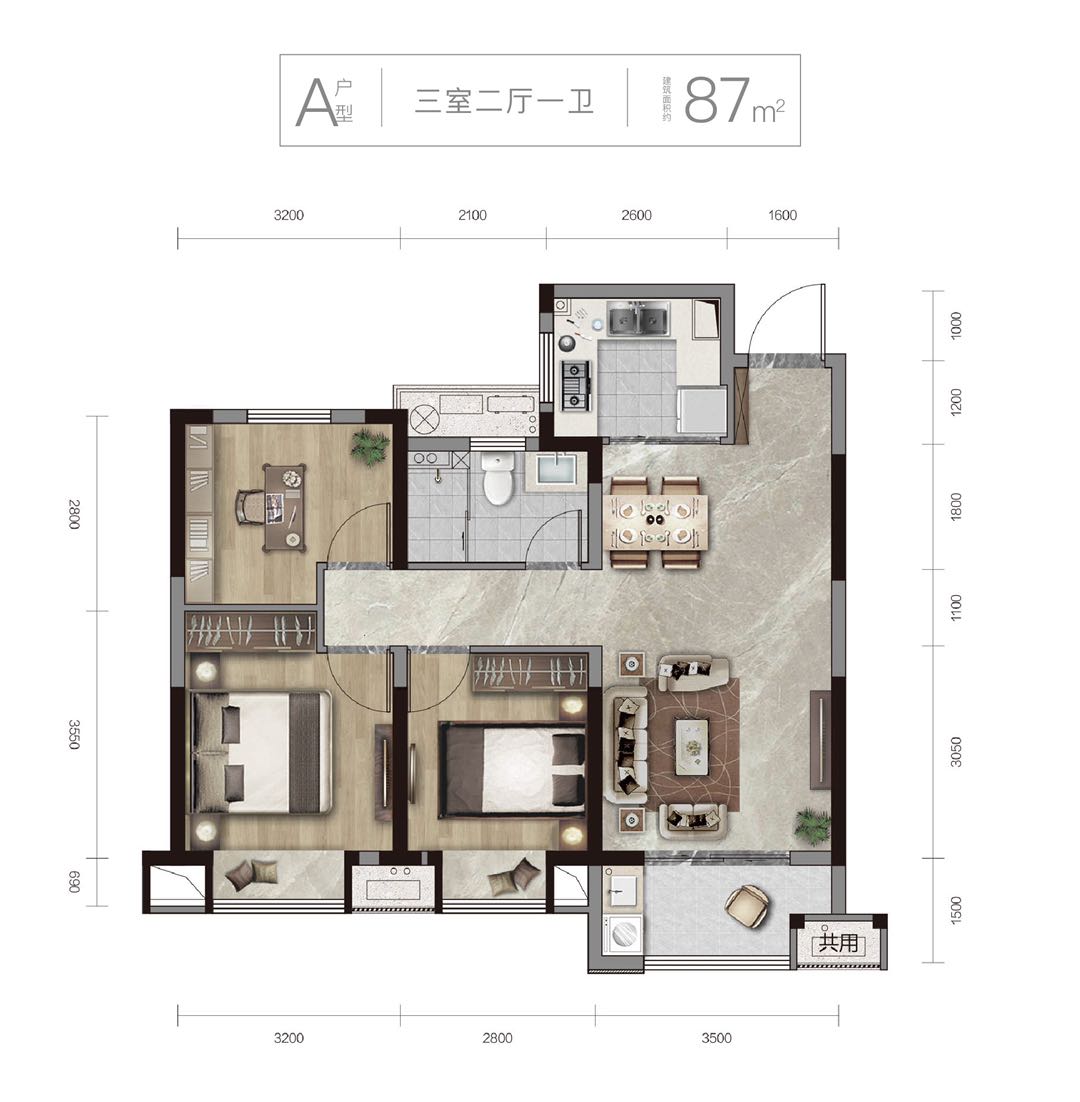 荣安林语湖院户型A户型图