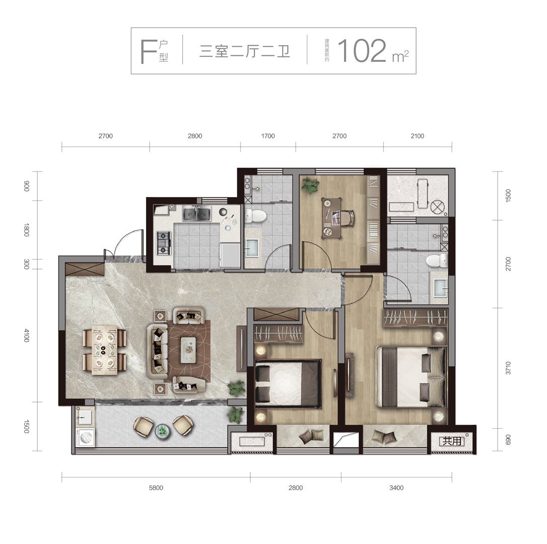 荣安林语湖院户型B户型图