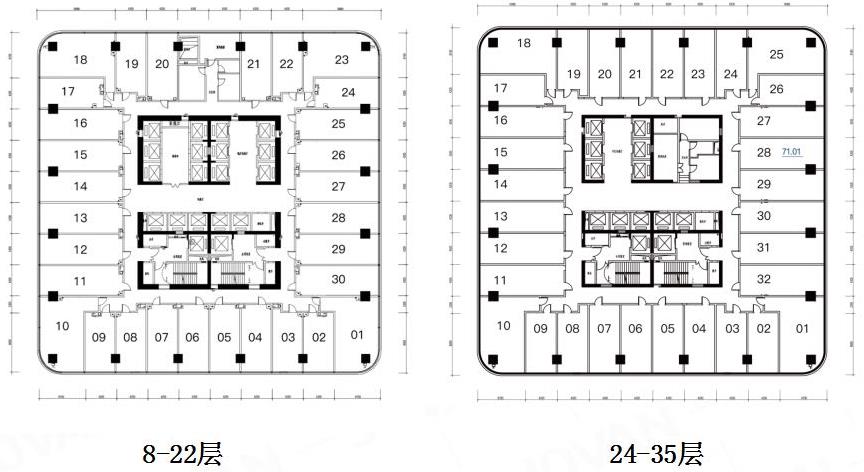 佳源巴黎都市户型,8-35层平面图公寓+写字楼