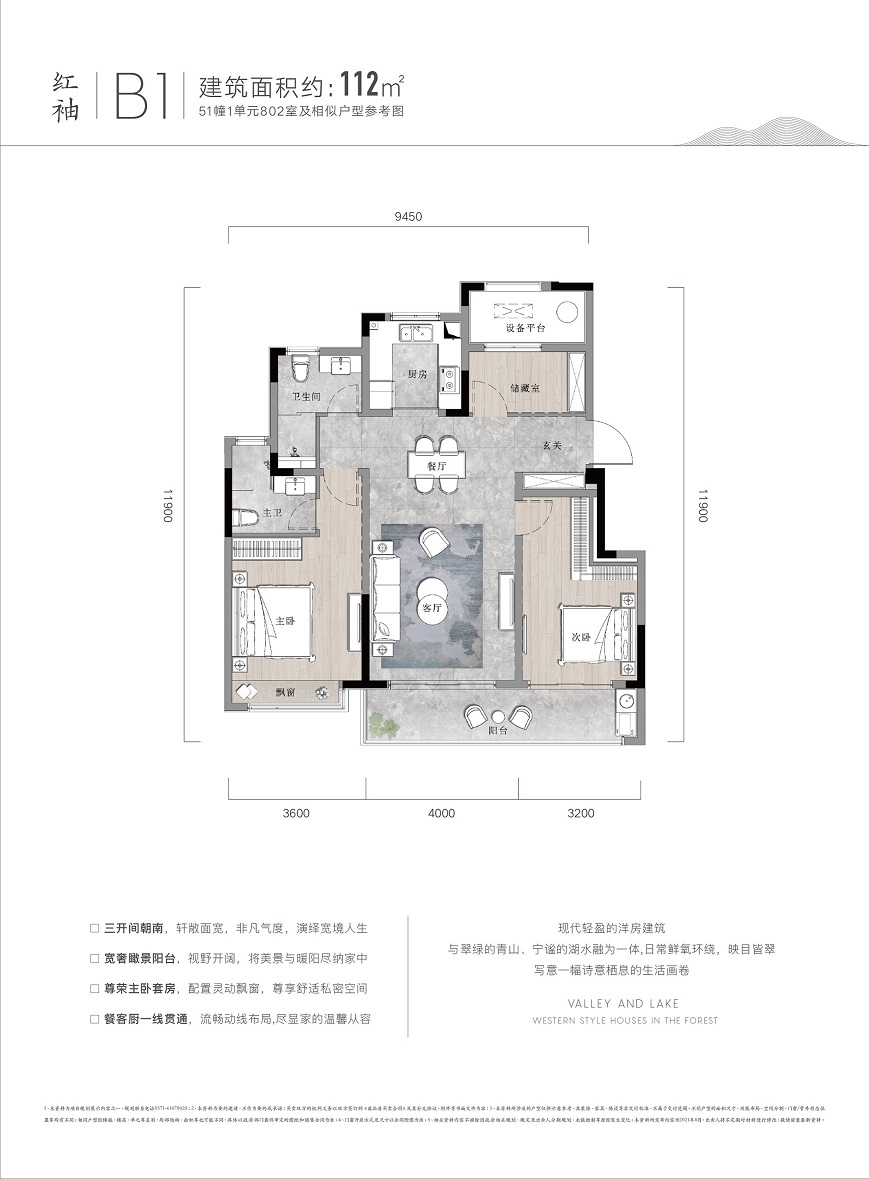 绿城西子青山湖玫瑰园户型,B1户型