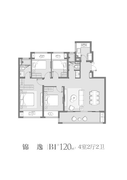 中冶国锐锦绣雅著户型,户型B