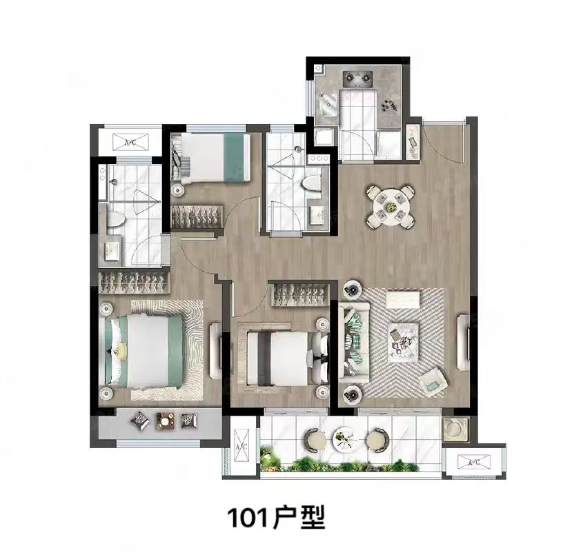 湖畔春晓花园A1户型图