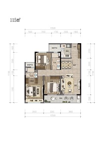 绿地潮悦江山城B2户型户型图