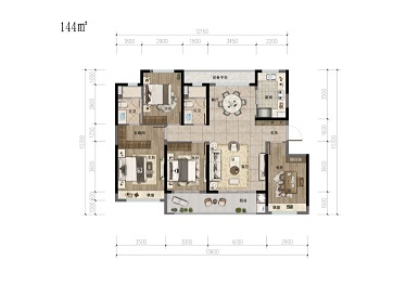 绿地潮悦江山城C2户型户型图