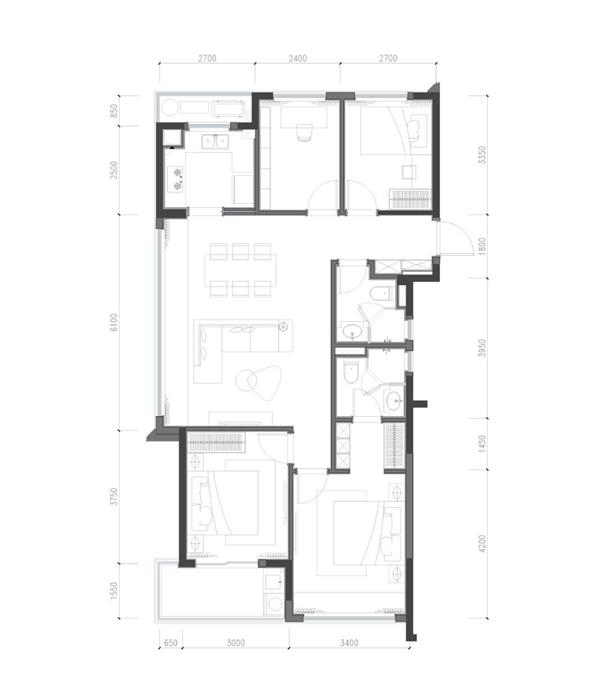 滨江兴耀枫翠岚湾B户型户型图