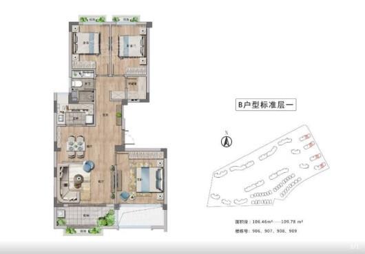 新湖绿城海上明月户型H户型图