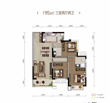 复地天府湾户型,95户型