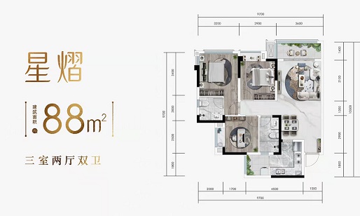 天府星耀湾88户型户型图