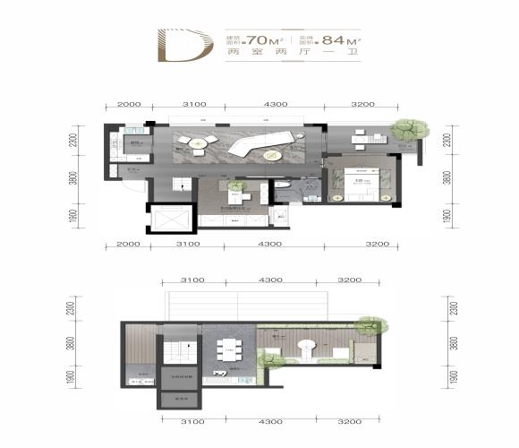 仁恒溪云居洋房D户型户型图