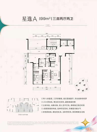 坤和绿城月依星河轩A户型户型图