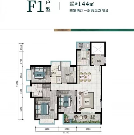 筑友双河湾户型,F户型